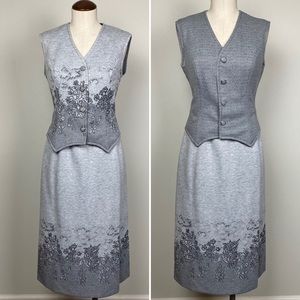 Vintage Vincenti Floral Midi Skirt Set